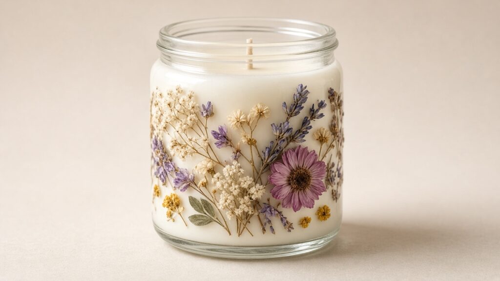 dried flower candle